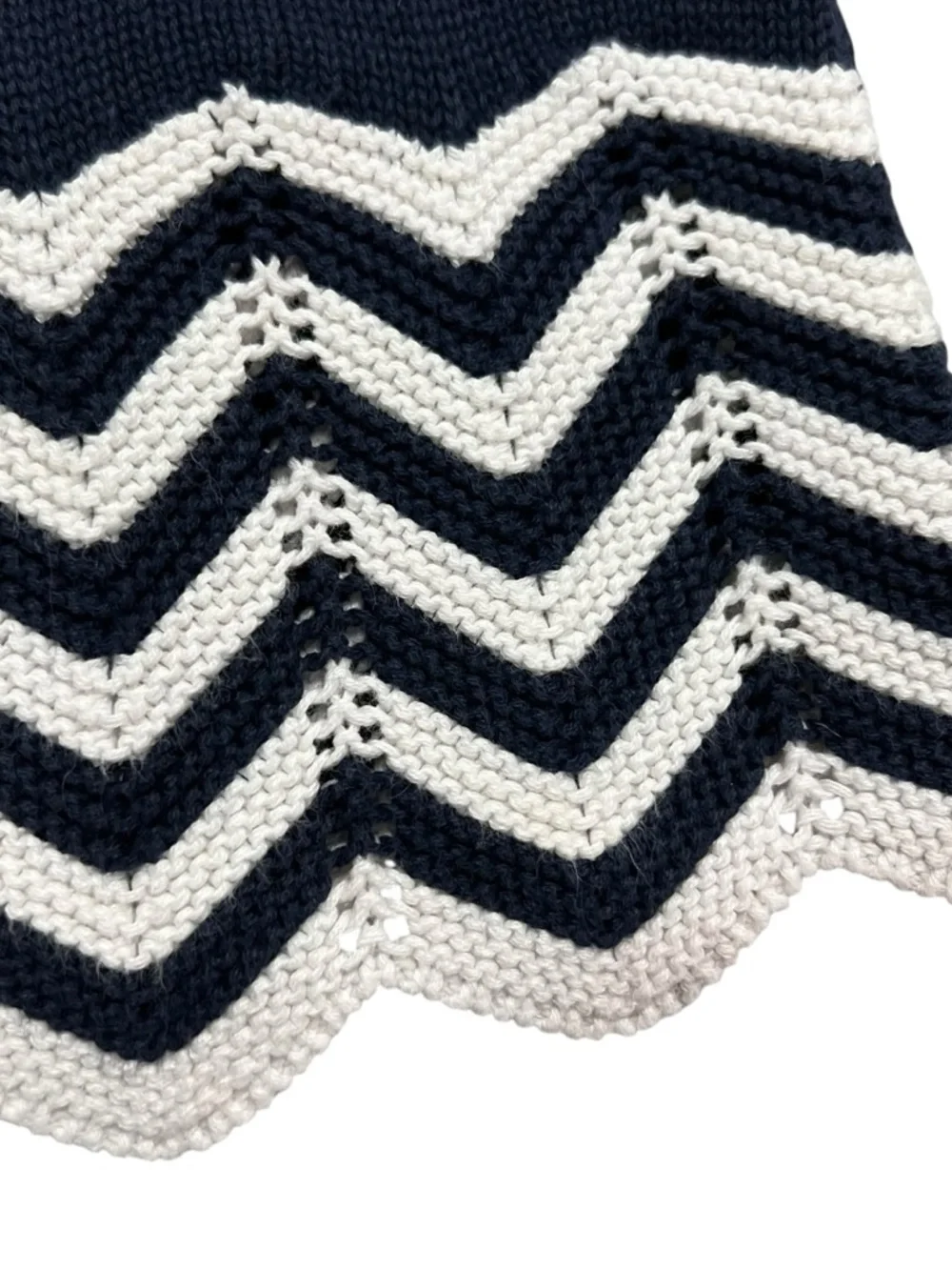 Baby Gap 5Y Navy Chevron Trim Crochey Knit Dress